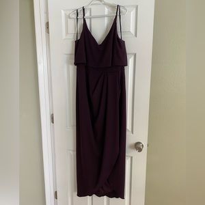 Xscape Scuba Crepe Popover Faux Wrap Gown - Color Mulberry